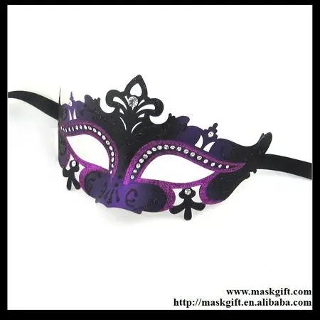 48 шт D003-PLBK Венецианская тема фиолетовая и черная пластиковая маска Стразы