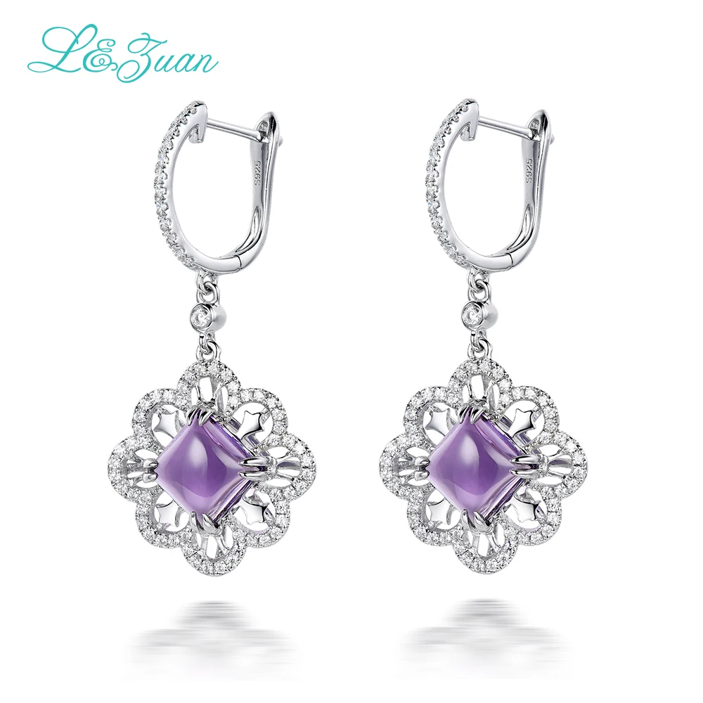 

Elegant Fashion 925 Sterling Silver Natural Amethyst Purple Stone Elegant Clip Earrings For Woman fine Jewelry Gift