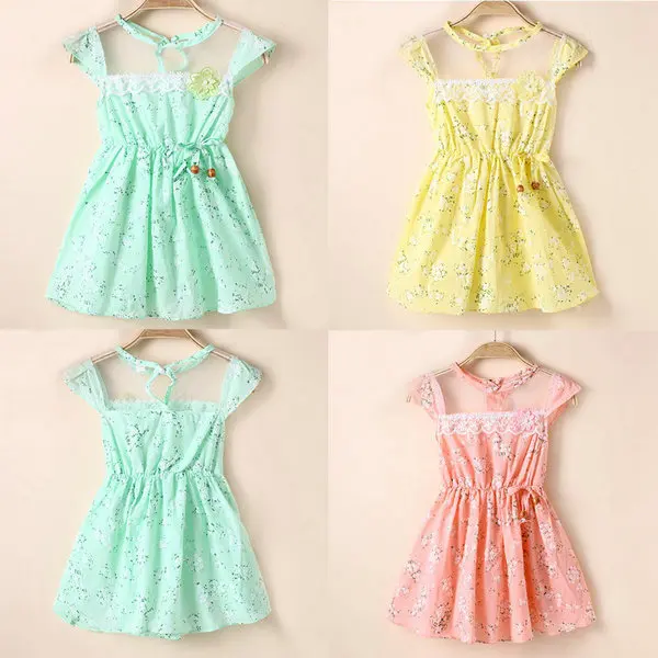 

95% Cotton Summer Baby One-Piece Kid Girl Lace Floral Tunic Princess Party Dress Size S-XL