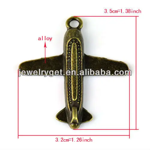 20pcs antique bronze air plain jewelry charms 1.38 x1.26 inch PT-715 (4).jpg