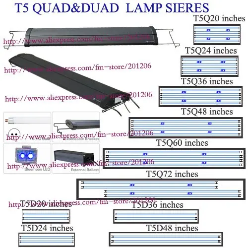 Odyssea черный Цвет T5HO Quad серии освещения аквариума повесить мешок комплект