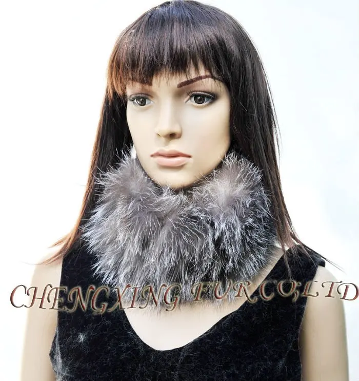 CX-S-133  Silver Fox Fur Stretch Snood / Headband ~ DROP SHIPPING