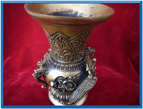 Очень редко Династии мин (сюань de1426-1438) медь Dargon Феникс ваза, бесплатная доставка