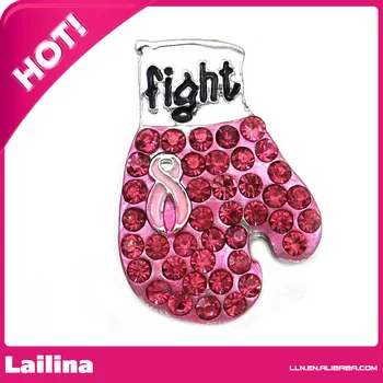 

48mm Pink Ribbon Breast Cancer Awareness Gloves boxing button /pendant