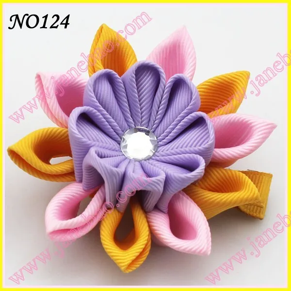 Новые 280 шт. " два слоя Kanzashi цветок заколки моды девушка Bow заколки