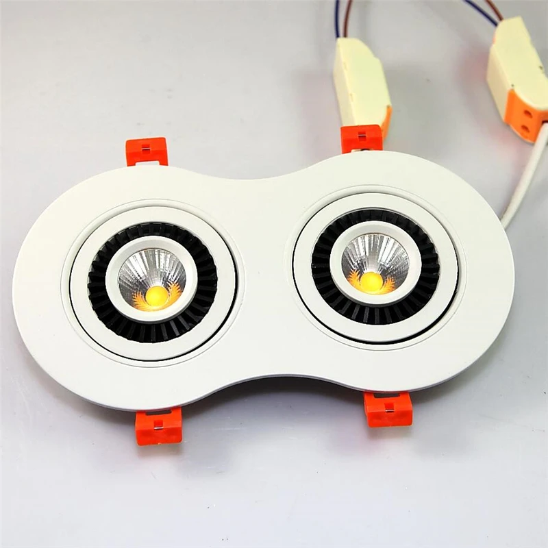 Wholesale Double COB 2*5W/10W 2*7W/14W 2*10W/20W Led Ceiling Down light Recessed Led Downlight 360 degree rotation AC85-260V