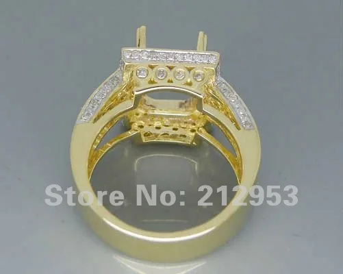 Ювелирное кольцо с бриллиантами, изумрудная огранка, 6x8 мм, твердое 14kt желтое золото, 0.95Ct, обручальное кольцо с полукреплением