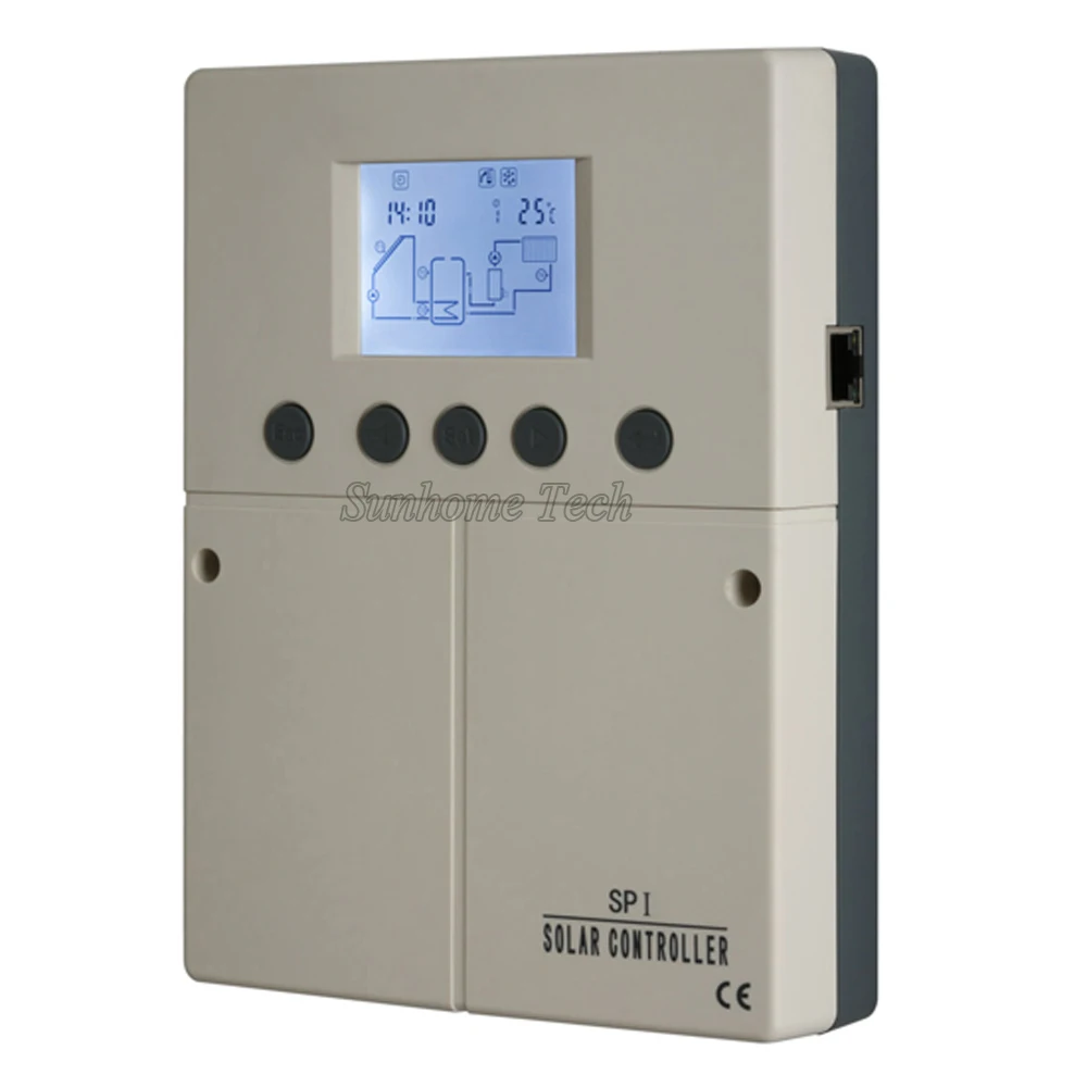 

SPI solar water heater controller,LCD display,4 sensors input,4 outputs,6application systems