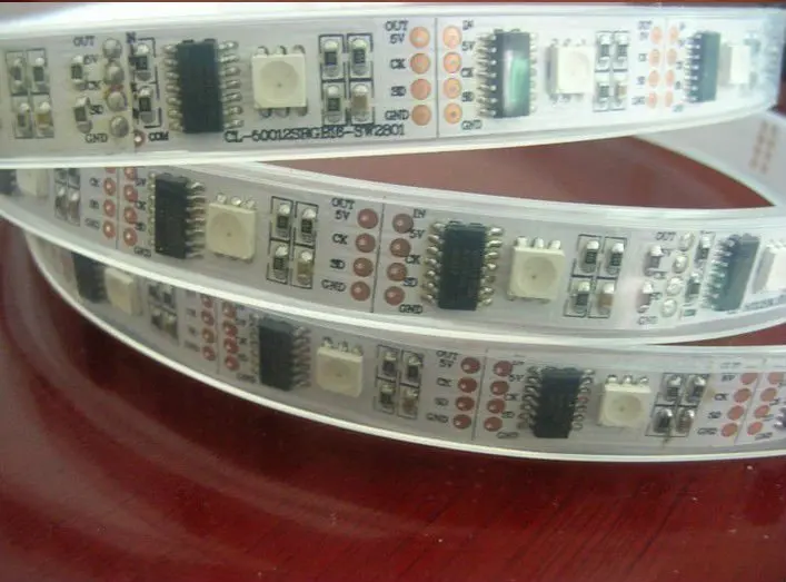 5 м DC5V WS2801IC(256 шкала) 32 шт. IC, 32 шт. 5050 SMD белый или черный PCB гибкий свет/светодиодные полосы WS2801