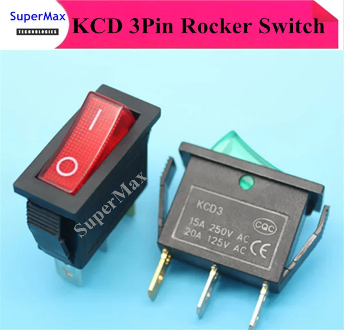 

100 шт., электронный переключатель KCD3 LY604-BA1 AC swicths, 3 контакта, ВКЛ-ВЫКЛ, красный/зеленый
