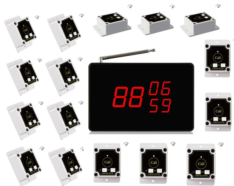 

Free shipping! Construction building site calling system, 16pcs elevator floor call buttons,1pc fashion receiver, facotry bell