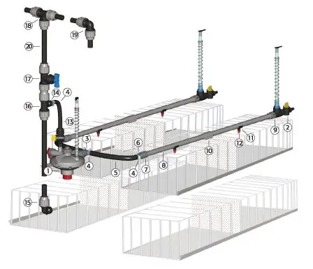 x100 Shanghai Lusen screw Poultry nipple. Material:POM Stainless