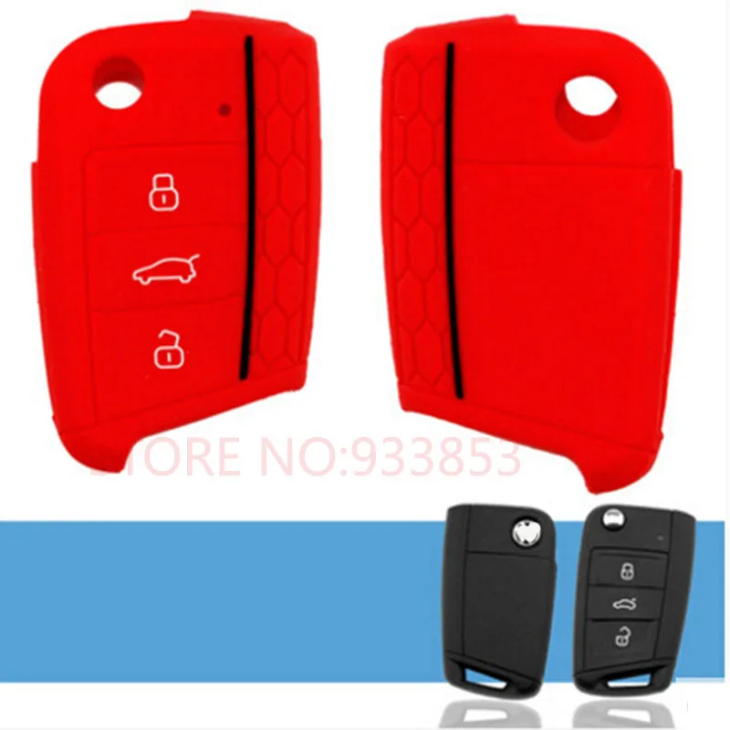 

SILICONE KEY REMOTE HOLDER COVER CASE FOB SHELL FLIP JARKET ACCESSORIES FOR 2013 2014 2015 VW GOLF 7 MK7 OCTAVIA A7