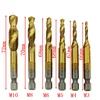 De titanio M2 mano taladro Bits vástago hexagonal HSS tornillo espiral punto hilo métrica macho M3 M4 M5 M6 M8 m10 ajuste de acero de Metal ► Foto 1/3