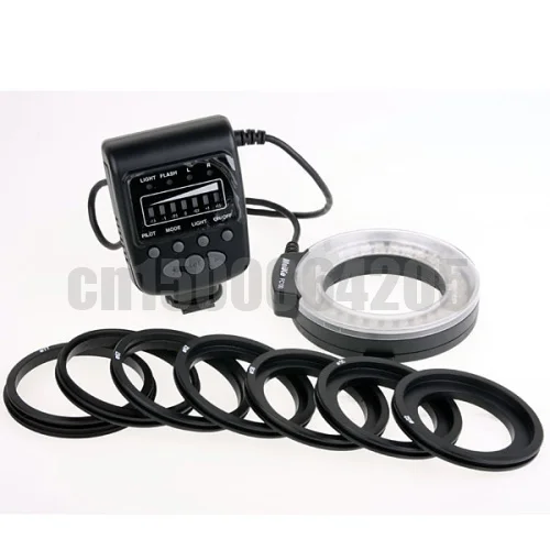 Светодиодный Кольцевая вспышка для Canon 5D2 5D3 60D Nikon D5100 D7000 D7100 D7200 D600 D610 D750 D3200 D3100 D800 D810