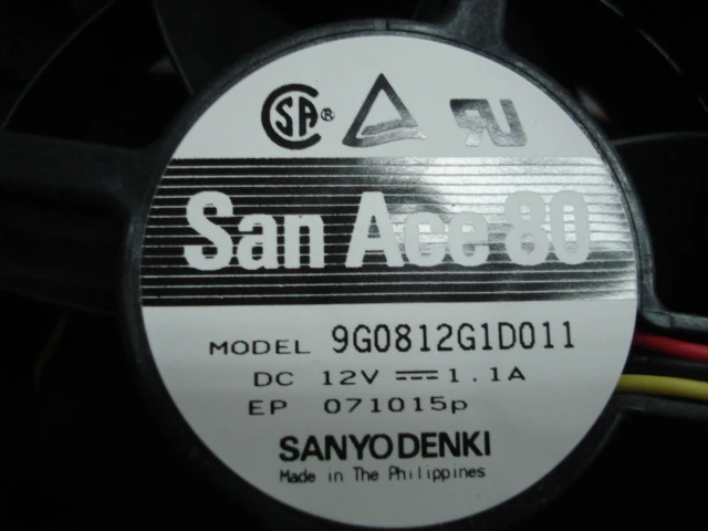 Новый оригинальный Sanyo 9g0812g1d011 12 В 1.1a 8038 8 см 80*80*38 мм двойной шарикоподшипник Вентилятор охлаждения