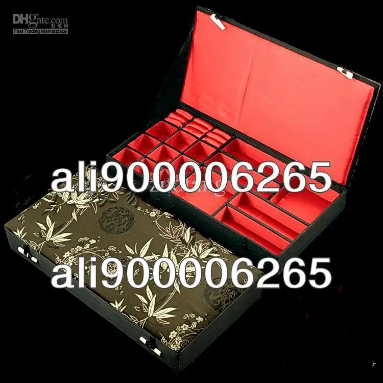 Boutique Multi-purpose Jewellery Box Silk Printed Multiple Ring Storage Box Pendant Boxes Necklace Gift Boxes Wholesale 1pcs mix color Free