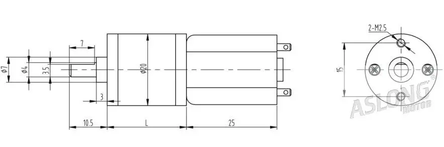 Aslong JGA20-130 Micro DC Шестерни двигатель постоянного тока Шестерни двигателя