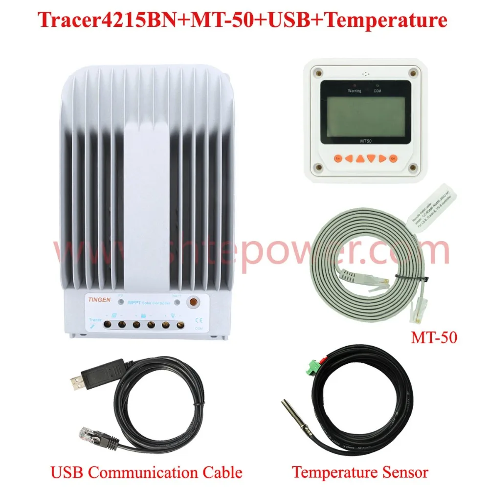Tracer4215bn MPPT Контроллер заряда 12 В 24 В 40A USB+ кабель датчика