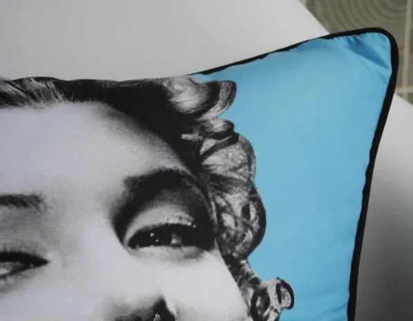 Напечатанная Marilyn Подушка с изображением Монро Крышка подушки 45 см x 45 см синий цвет