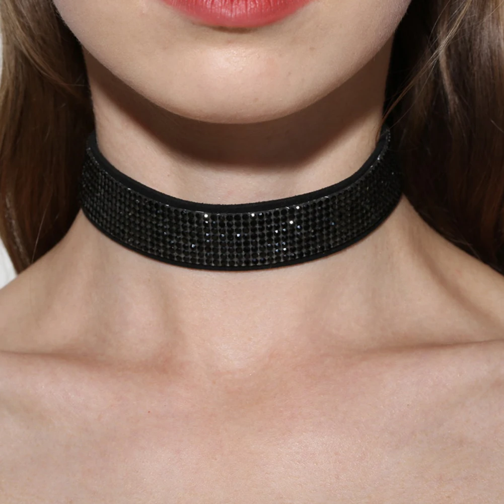 Панк горный хрусталь бархат choker ожерелье ворота коктейль ювелирные изделия шарм