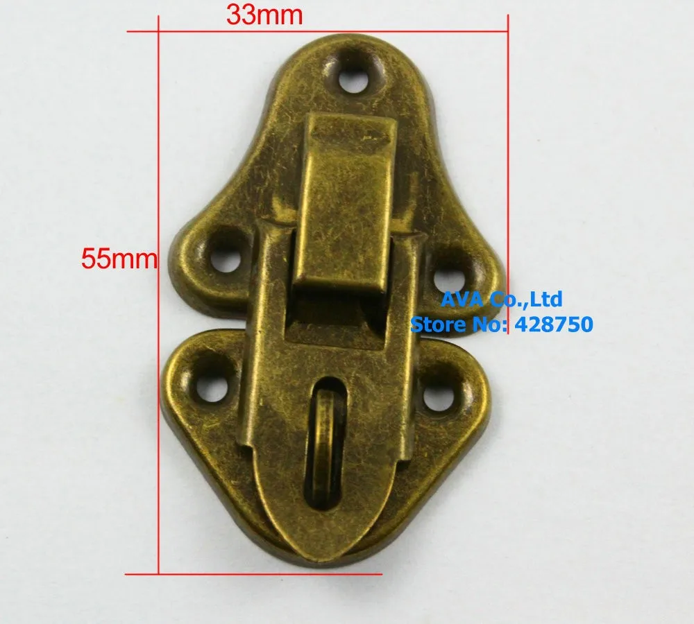 Античная Латунь шкатулка защелка запор с щеколдой 33x55 мм с винтами