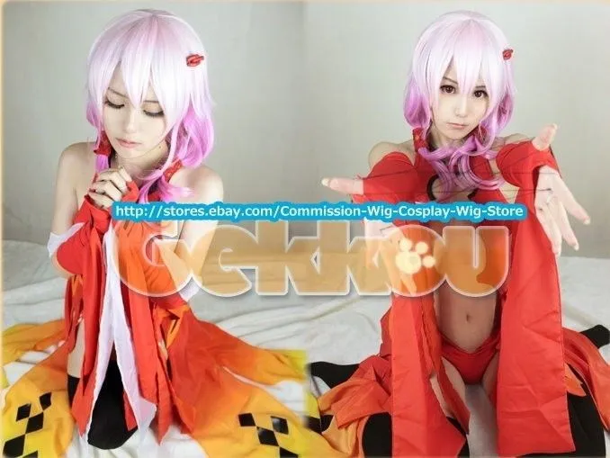 MCOSER Guilty Crown Yuzuriha Inori Розовый Косплей Аниме парик костюм 70 см