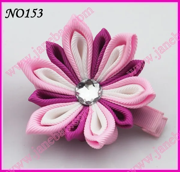 Новые 280 шт. " два слоя Kanzashi цветок заколки моды девушка Bow заколки