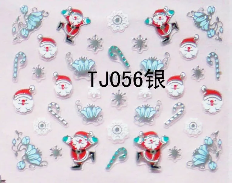 20 листов/партия смешанные TJ049-060 Серебряный Рождественский клевый стикер для ногтей