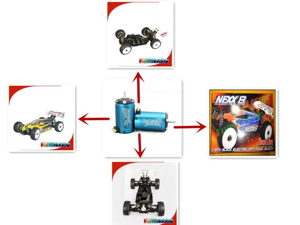 Tenshock X802V2 1:8 6 Полюс RC Электрический микро бесщеточный двигатель постоянного тока для 1/8 RC багги Hongnor/Ofna LX2E осевой автомобилей