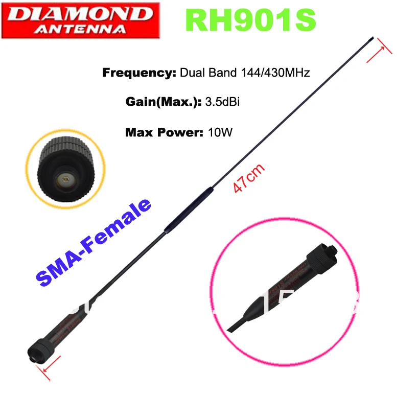 DIAMOND RH901S SMA-Female Двухдиапазонная рация антенна 3.5dBi для Baofeng UV-5R, UV-B5, UV-B6, Quansheng TG-UV2 cb радио