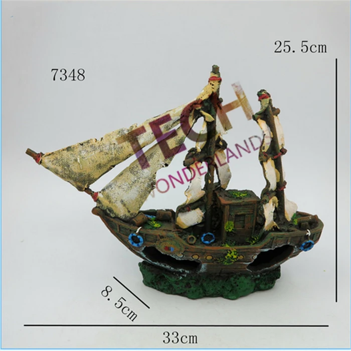 7348 затонувшая лодка аквариумное украшение парусная разрушитель аквариум пещера