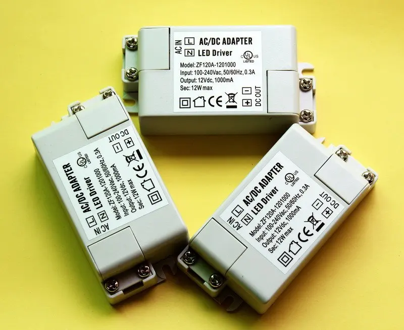 100 шт./лот,, постоянное напряжение, DC12V 1A 12 Вт, светодиодный драйвер для внутреннего светодиодные полосы для 3528/5050 светодиодные полосы