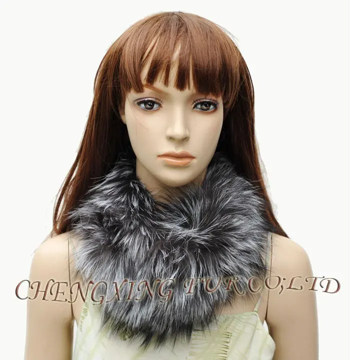 CX-S-133  Silver Fox Fur Stretch Snood / Headband ~ DROP SHIPPING