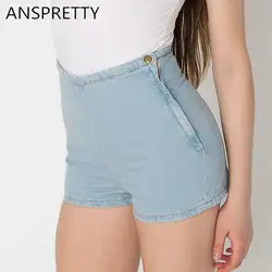 Anspretty одежда Для женщин Высокая Талия Джинсовые шорты летние пикантные узкие горячая Джинсы для женщин цвет: черный, синий белый Pantalones, Mujer