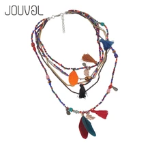 Ethnic Bohemian Choker Necklace Women 2017 Multilayer Beads Feather Pendants Statement Maxi Collares Collier Bohemia Jewelry