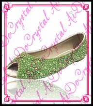 Aidocrystal Handgemachte Grüne Perle Brautschuhe Flach Hochzeit Schuhe für sexy damen