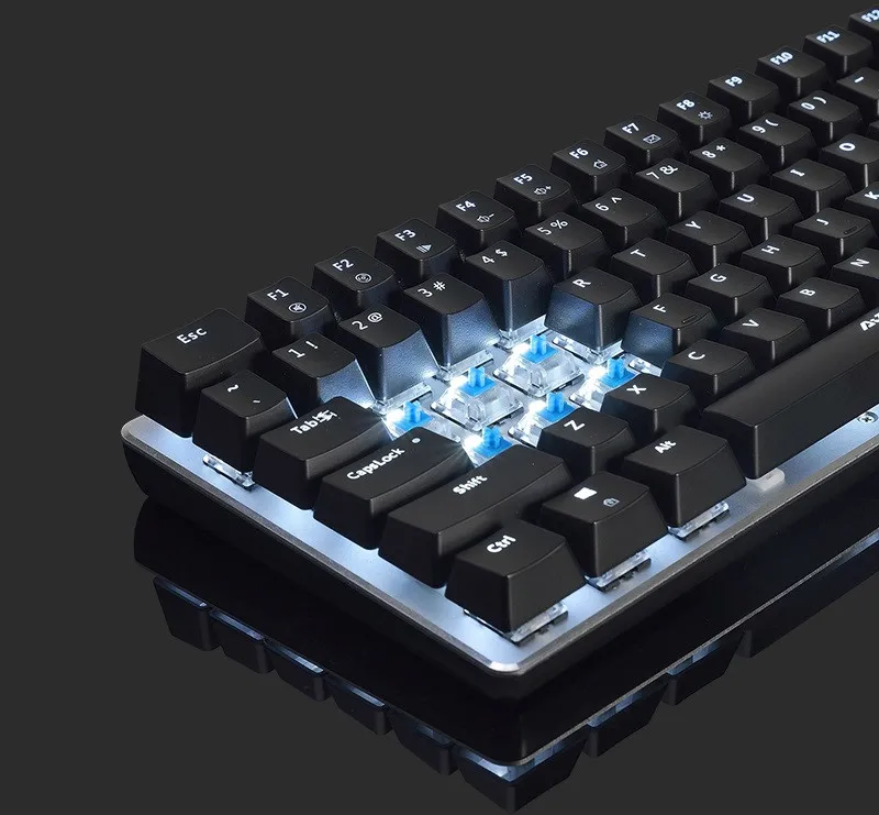 Ajazz AK33 82 клавишная панель из сплава USB Проводная Подсветка Механическая игровая клавиатура синяя/черная ось со съемным кабелем
