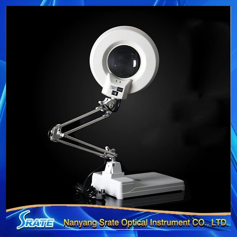 220V 20X 56 LED Illuminated Lamp Magnifying Glass Desktop Stainless Steel Stand Magnifier with Lights for