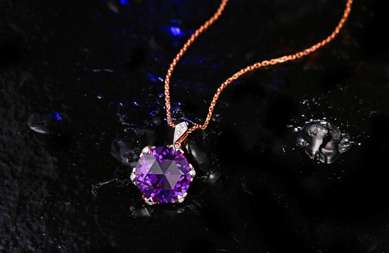 Акция 14 K золото 6.71ct натуральный аметист H SI бриллианты Engagment винтажный кулон