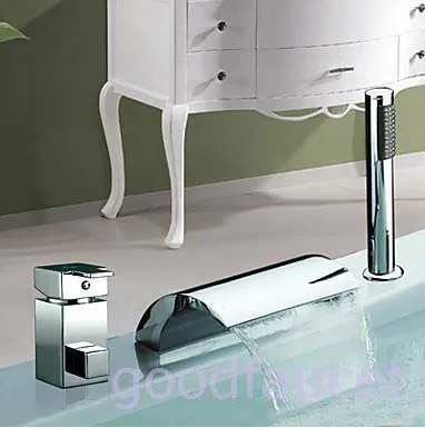 Смеситель для ванной комнаты с водопадом, Большая бронзовая насадка для душа, светодиодный смеситель для душа с термостойким клапаном