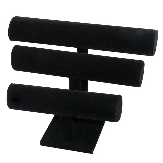 Doreen Box Paper Velvet Triple Tier Jewelry T Bar Bracelet Bangle Doreen Box Paper Velvet Triple Tier Jewelry T Bar Bracelet Bangle Display Stand Black 29 5