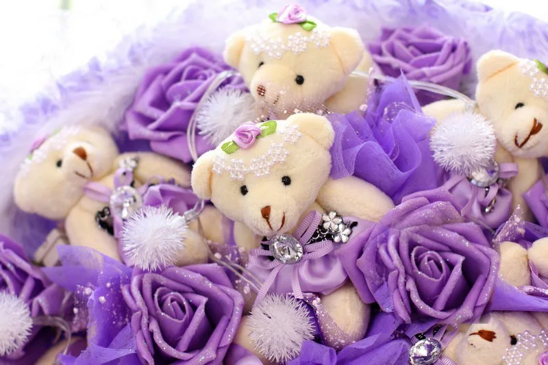 purple teddy bear flowers