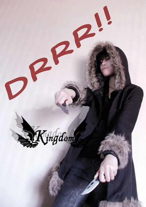 Бесплатная доставка Durarara! Орри! Orihara Изая Косплэй костюм черный Custom куртка