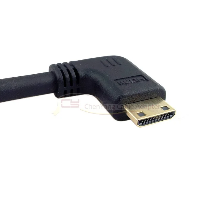 90 градусов правый угловой тип мини HDMI штекер к HDMI Мужской растягивающийся пружинный кабель 4 фута