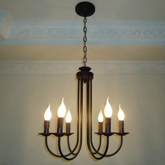 Free shipping!6 Pieces E14 black European wrought iron chandeliers/classical candle chandelier/bedroom chandelier