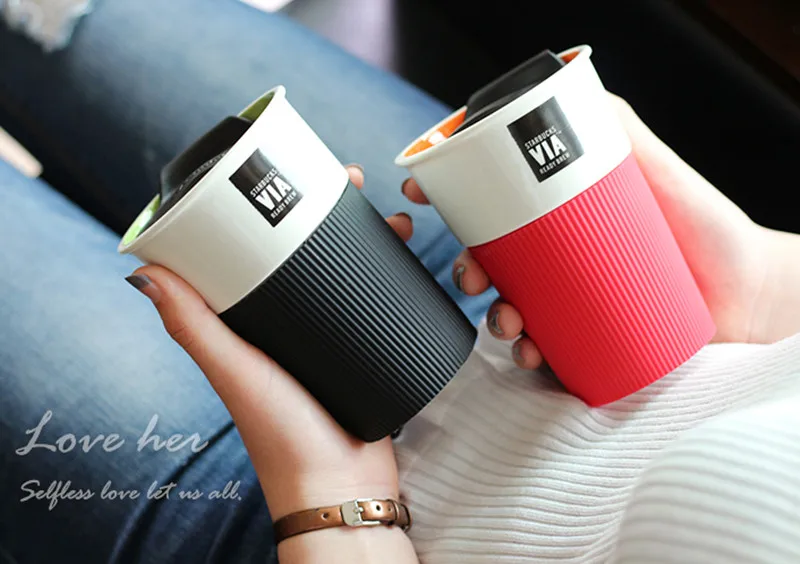 350ml Mug Ceramic With Lid Spoon Water Cups And Mugs Porcelain Coffee Mug Office Cup Xicara Free Shipping