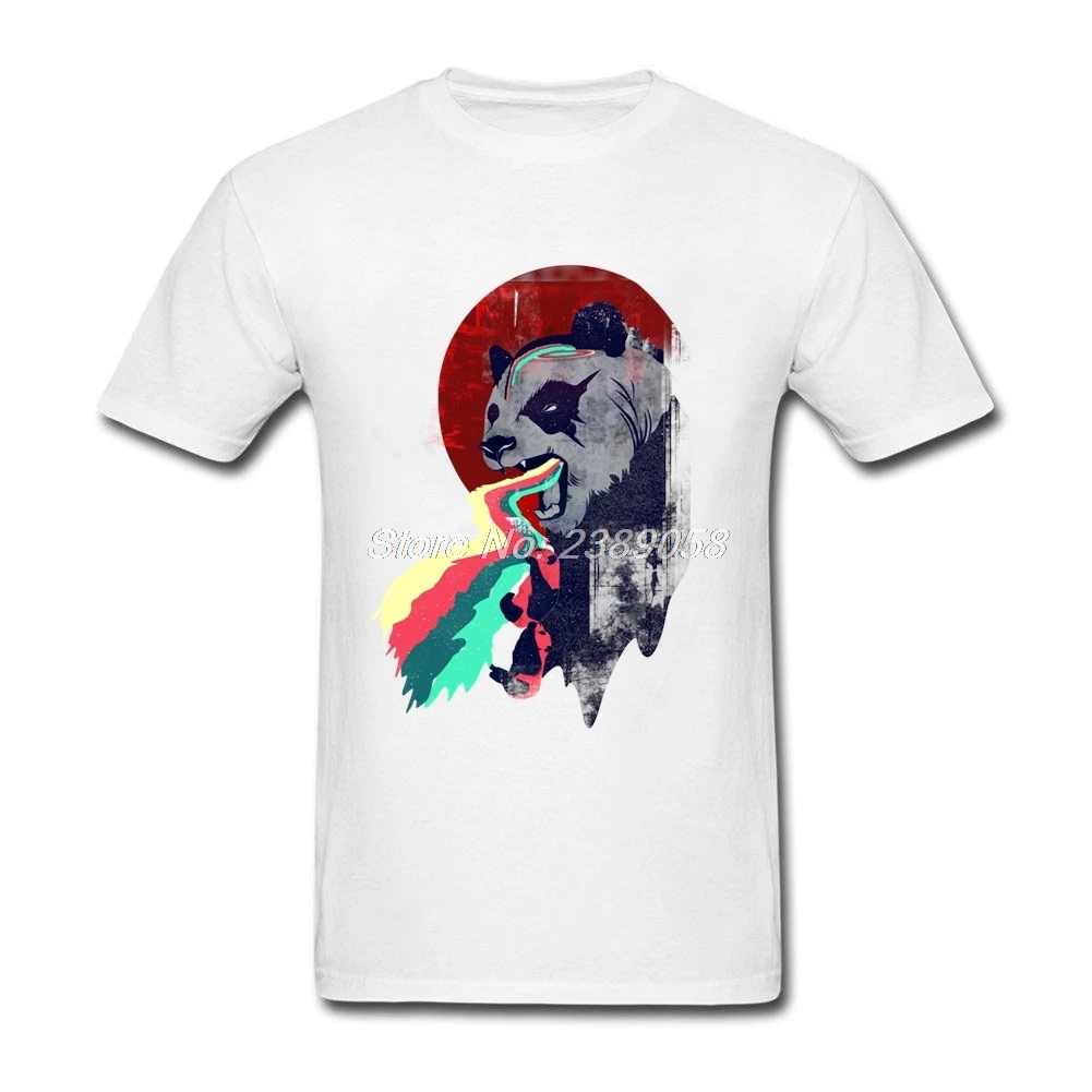 Angry Rainbow Panda 2019 модные популярные для мужчин футболка стили футболки Круглый средства ухода за кожей шеи короткий рукав распродажа