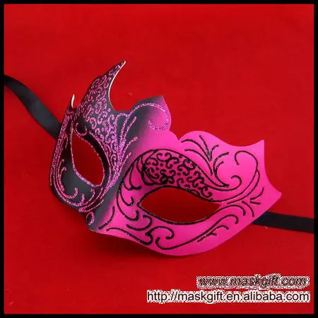 Ручная роспись Мода Хэллоуин Дизайн Маскарад ярко розовый и черный Вечерние Маски