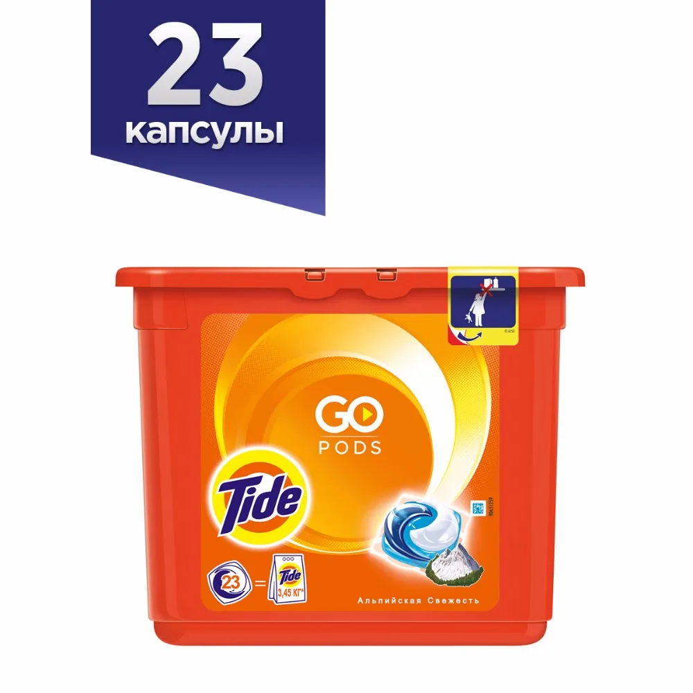 Washing Powder Capsules Tide Alpine Fresh Pods (23 Tablets) Laundry
